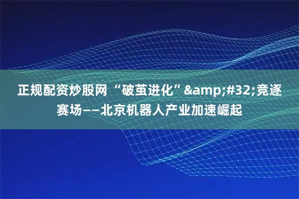 正规配资炒股网 “破茧进化” 竞逐赛场——北京机器人产业加速崛起